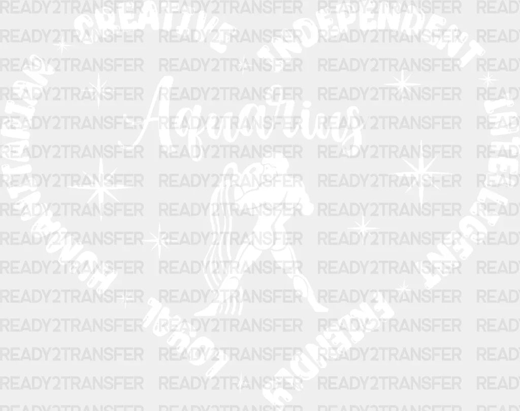Aquarius Heart Design - Zodiacs & Horoscopes Dtf Heat Transfer Adult Unisex S M (10’’) / Light