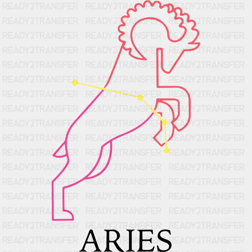 Aries Pink Constellation - Zodiacs & Horoscopes DTF Transfers - Adult Unisex - S & M (10’’) / Dark Color Design (See