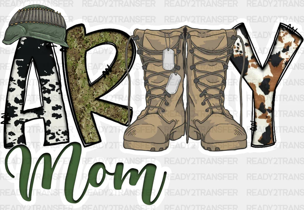 Army Mom Boots Design - Dtf Transfer Adult Unisex S & M (10’’) / Light Color (See Imaging)