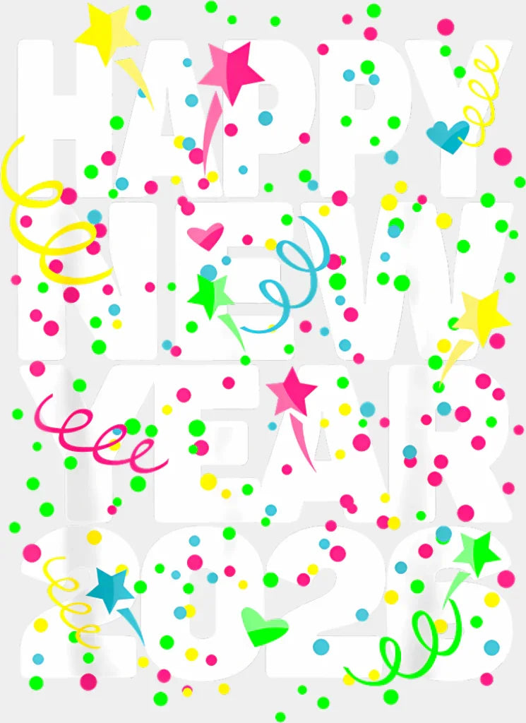 B&W Happy New Year 2026 - New Year DTF Transfer Adult Unisex - S & M (10’’) / Light Color Design (See Imaging)