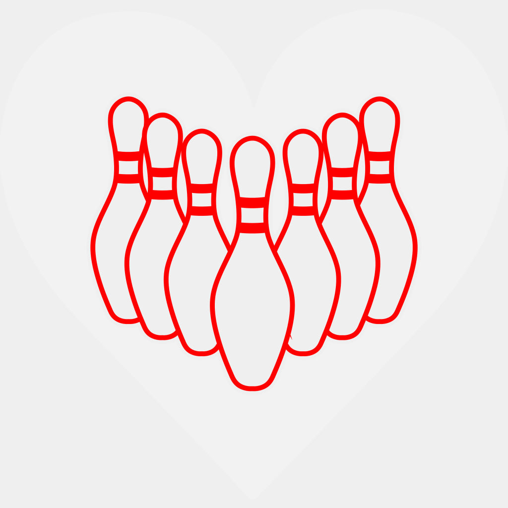 B&W Heart Bowling Pins - Bowling DTF Transfers ready2transfer Light Color Design (See Imaging)