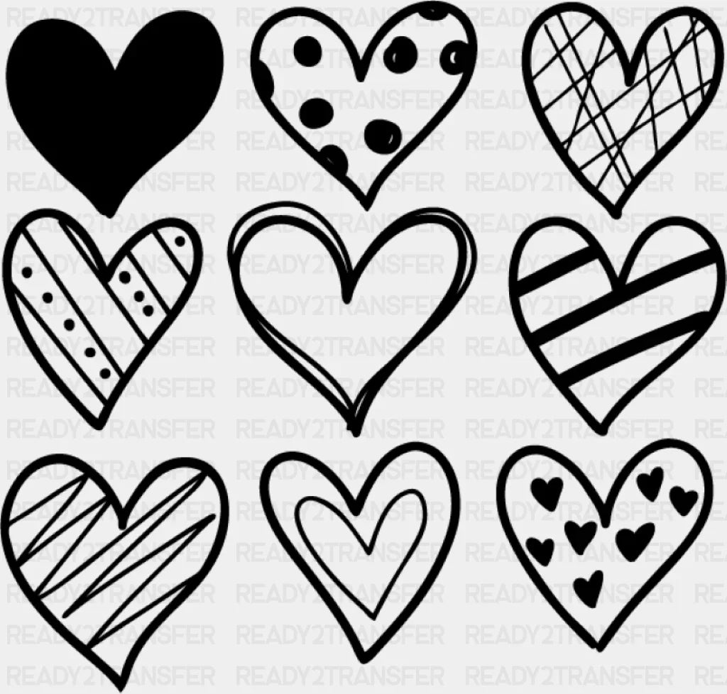 B&W Hearts - Valentine’s Day DTF Transfer Adult Unisex - S & M (10’’) / Dark Color Design (See Imaging)