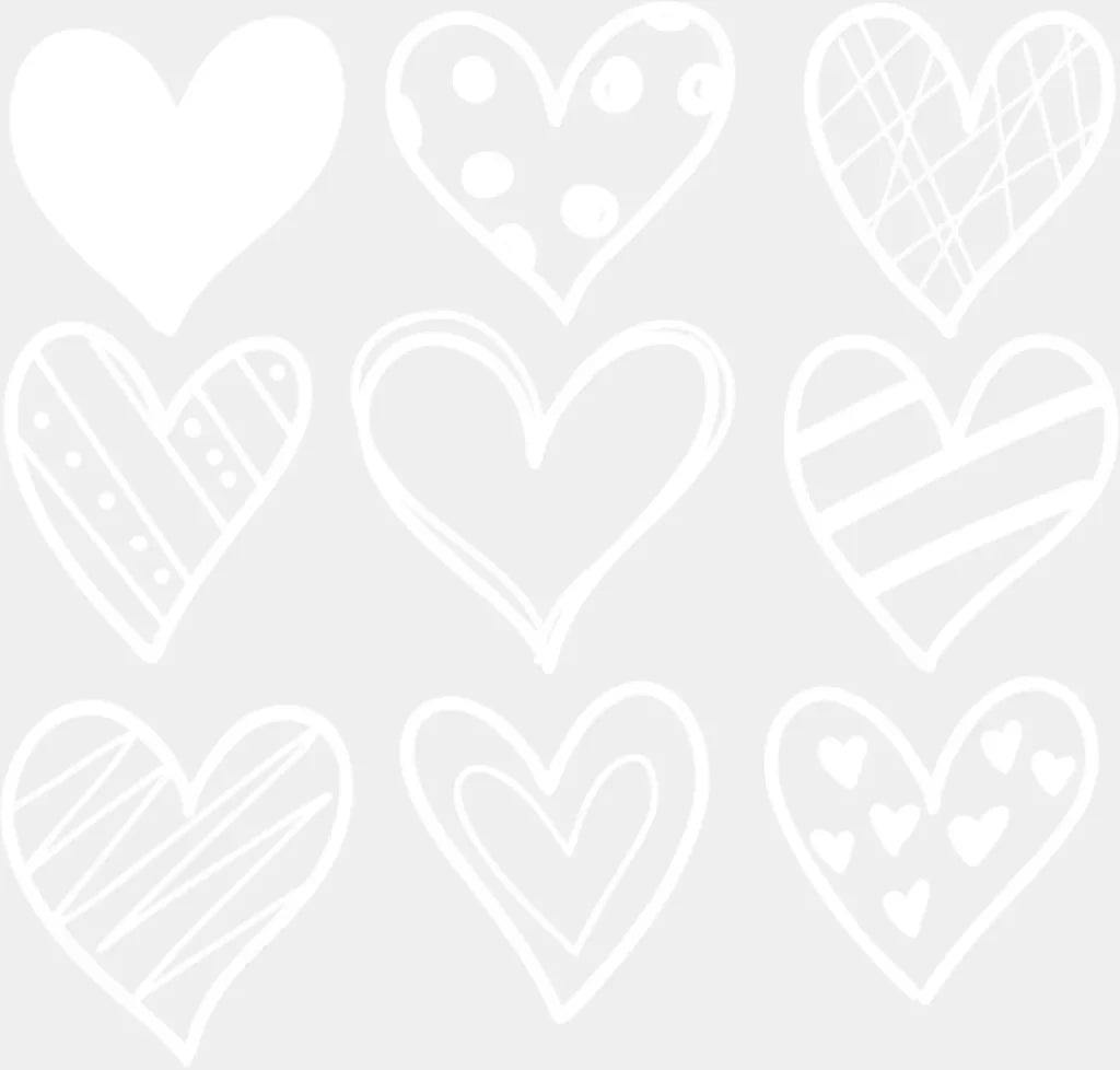 B&W Hearts - Valentine’s Day DTF Transfer Adult Unisex - S & M (10’’) / Light Color Design (See Imaging)