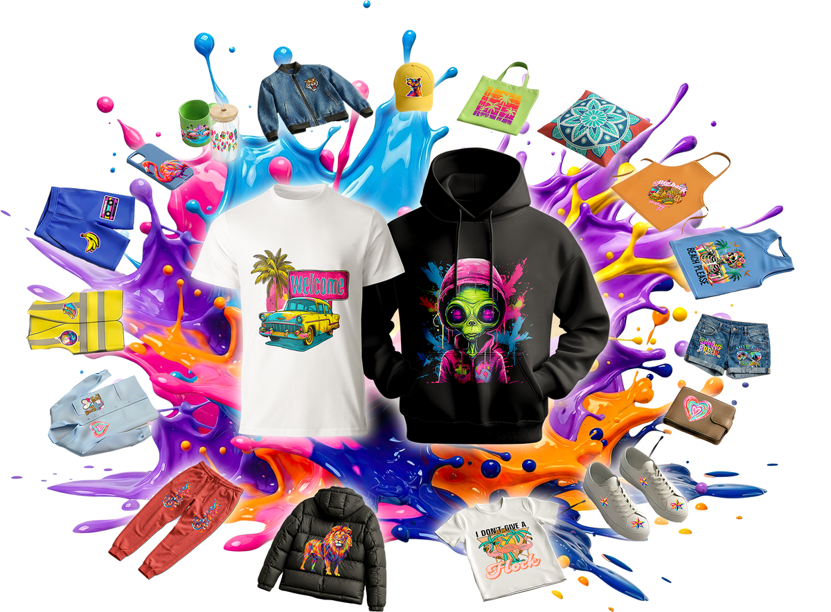 Custom DTF heat transfers for apparel