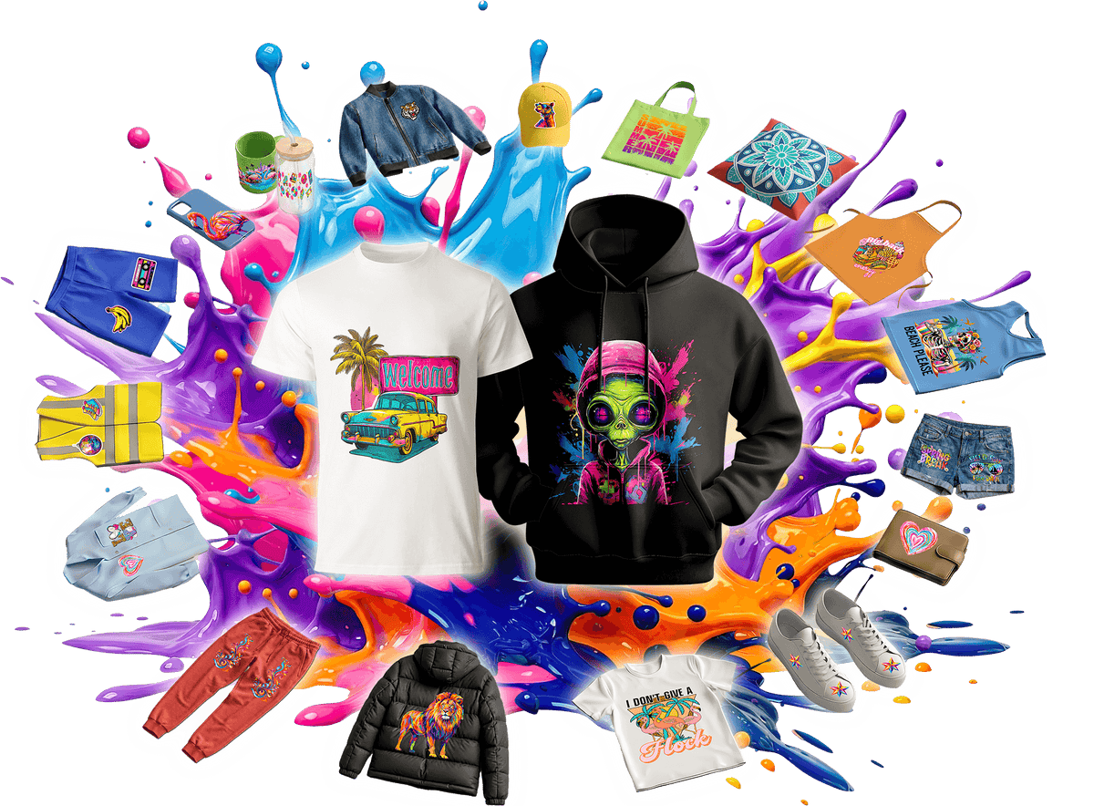 Custom DTF heat transfers for apparel