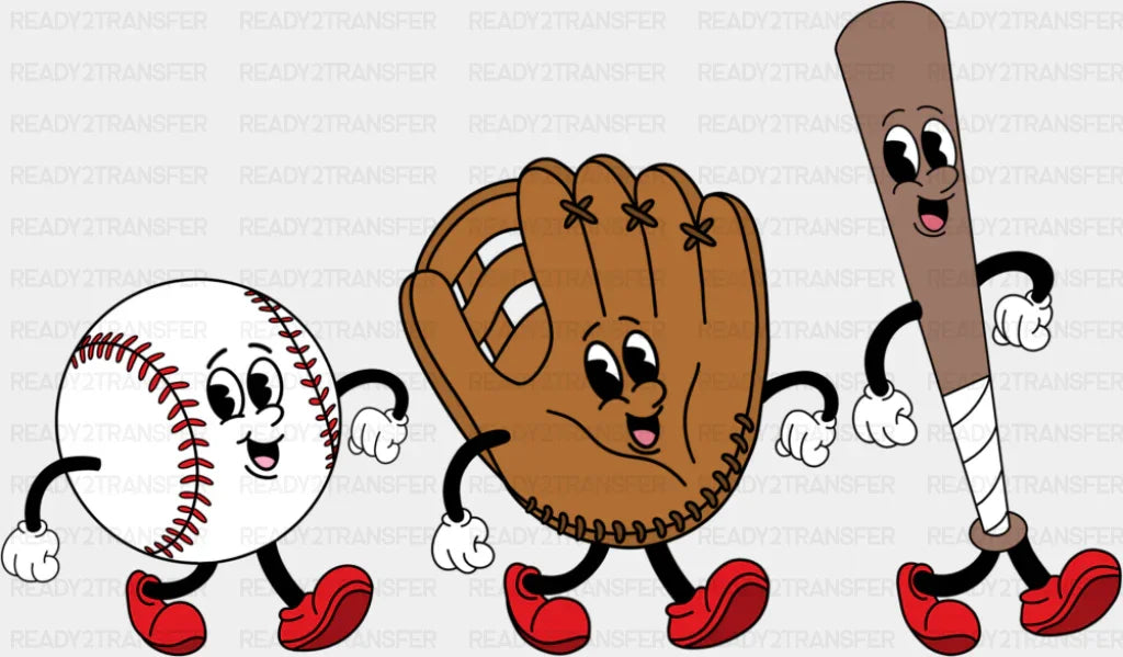 Baseball Glove Bat - Baseball DTF Transfer