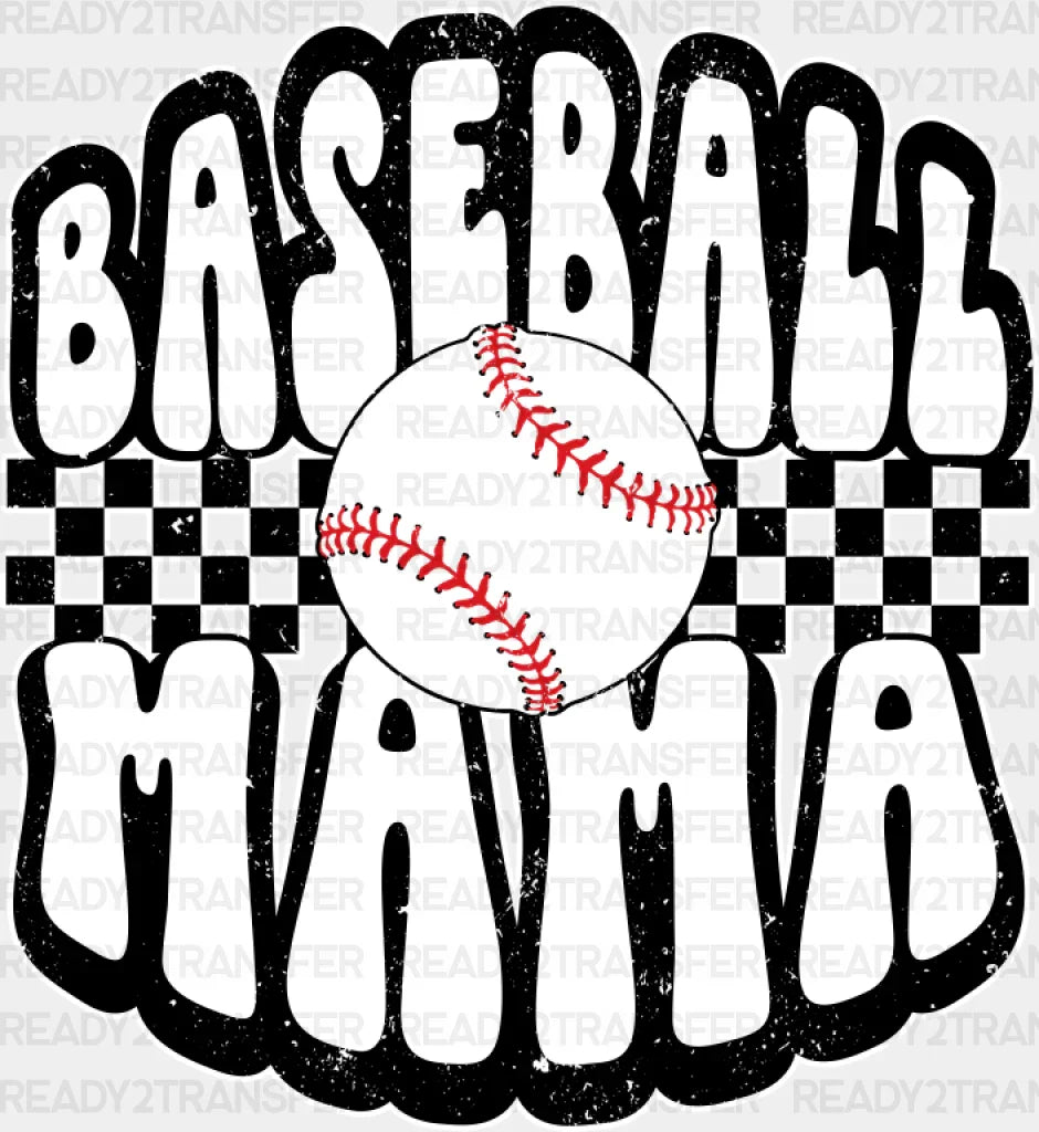 Baseball Mama Checkered - Dtf Transfer Adult Unisex S & M (10’’) / Light Color Design (See Imaging)