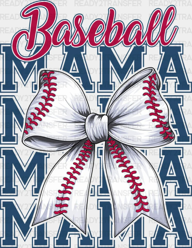 Baseball Mama Ribbon Blue Design - Dtf Transfer