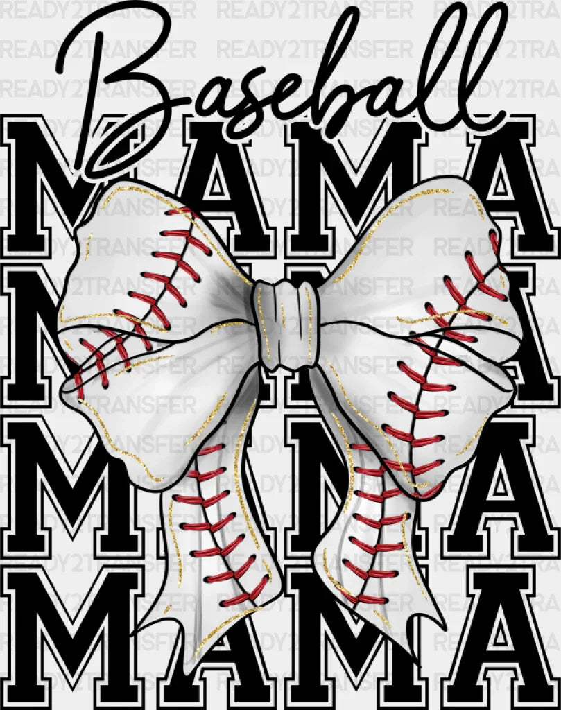 Baseball Mama Ribbon Design - Dtf Transfer Adult Unisex S & M (10’’) / Dark Color (See Imaging)
