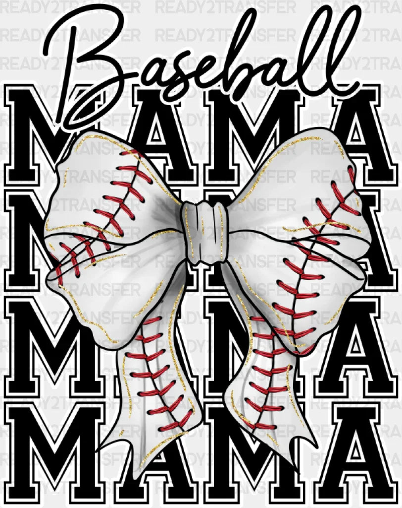Baseball Mama Ribbon Design - Dtf Transfer Adult Unisex S & M (10’’) / Light Color (See Imaging)