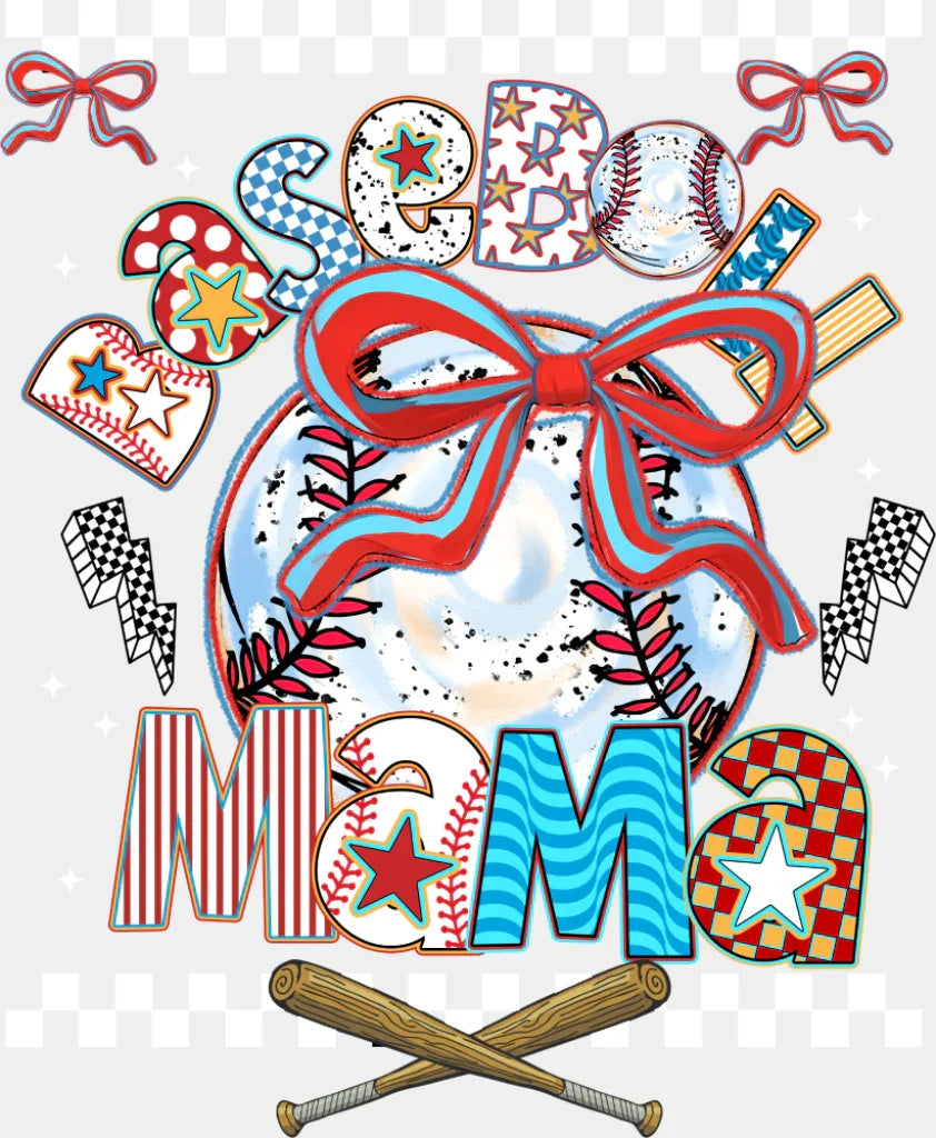 Baseball Mama Ribbons - Baseball DTF Transfer ready2transfer Light Color Design (See Imaging)