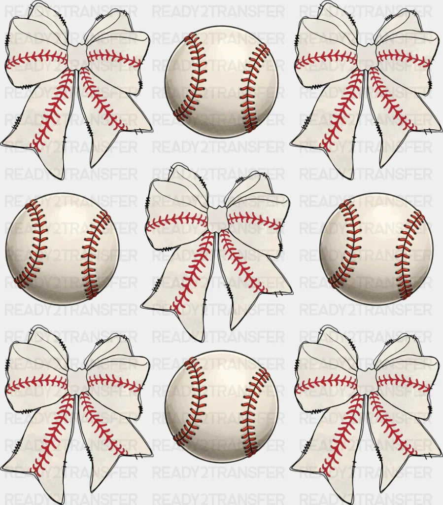 Baseballs And Ribbons - Baseball DTF Transfer ready2transfer
