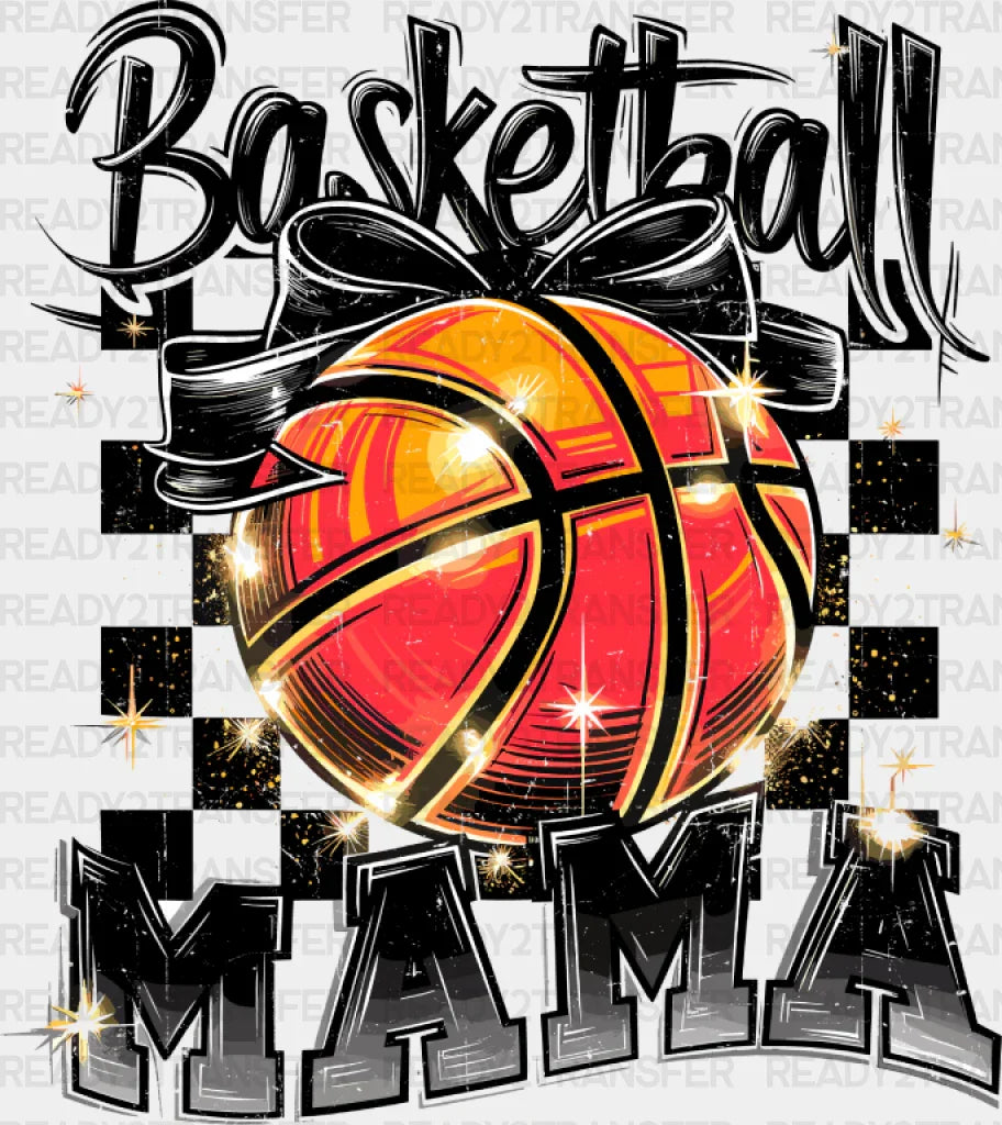 Basketball Mama B&W Checkered Design - Dtf Transfer Adult Unisex S & M (10’’) / Dark Color (See