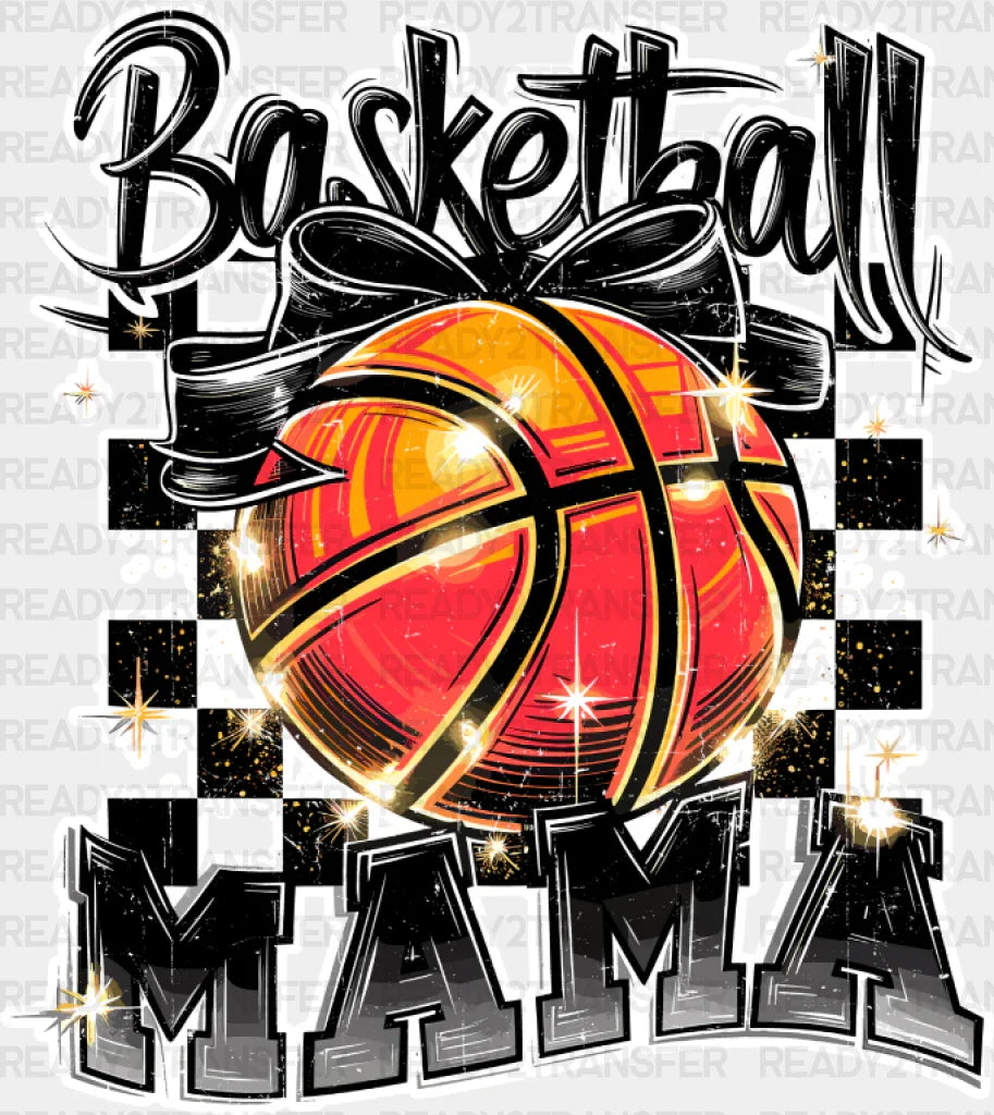 Basketball Mama B&W Checkered Design - Dtf Transfer Adult Unisex S & M (10’’) / Light Color