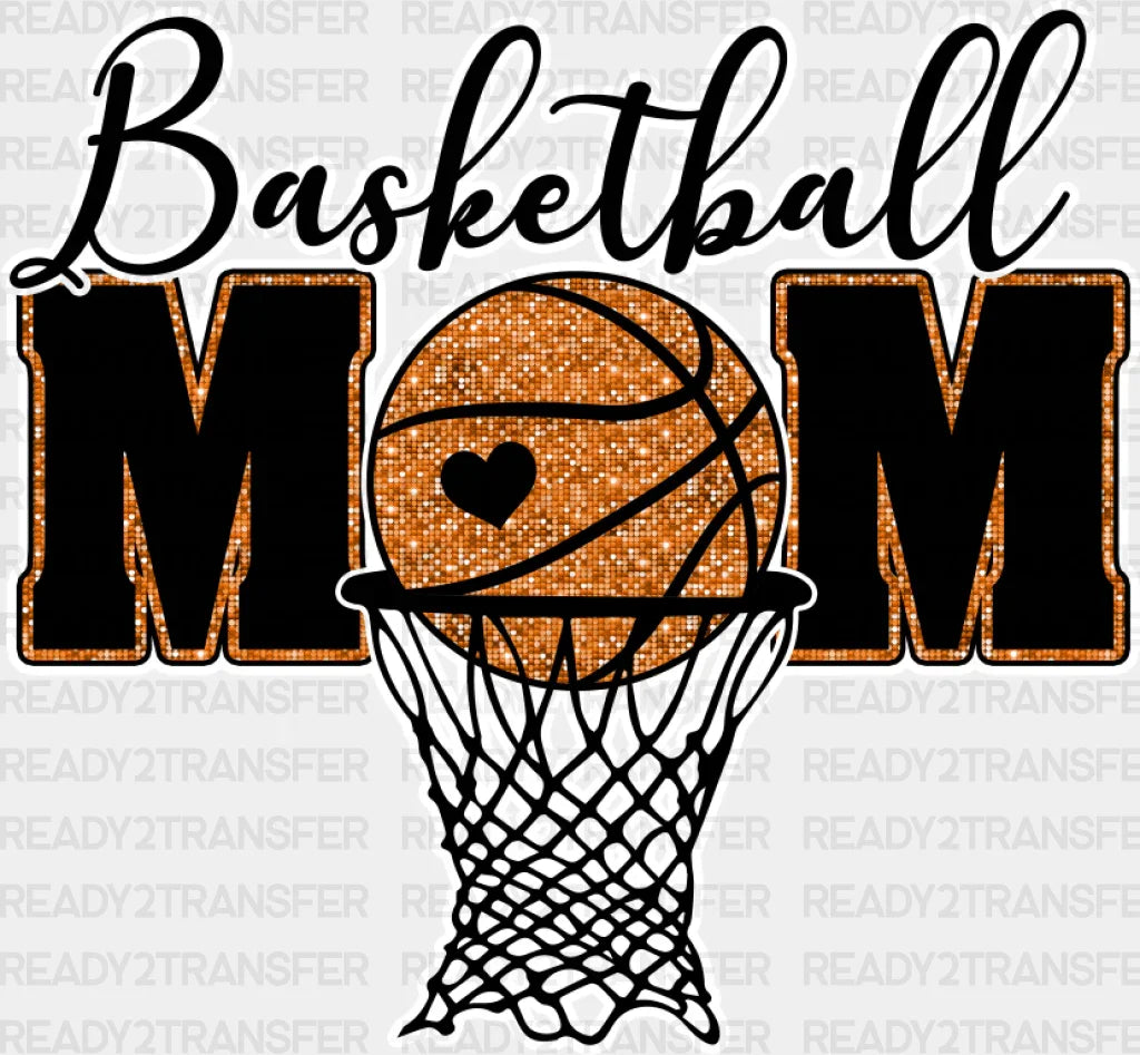 Basketball Mom B&W Hoop Design - Dtf Transfer Adult Unisex S & M (10’’) / Light Color (See Imaging)