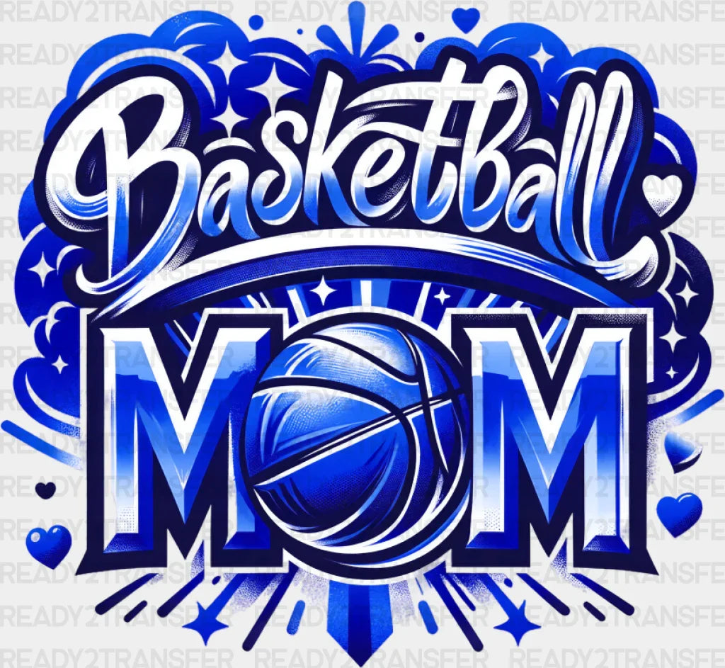 Basketball Mom Pink Blue Orange Design - Dtf Transfer Adult Unisex S & M (10’’) / Color (See