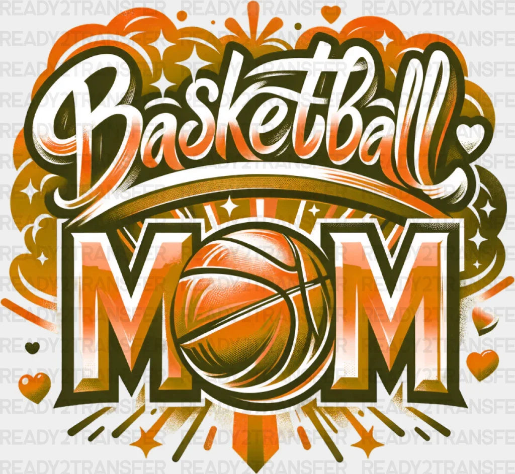 Basketball Mom Pink Blue Orange Design - Dtf Transfer Adult Unisex S & M (10’’) / Color (See