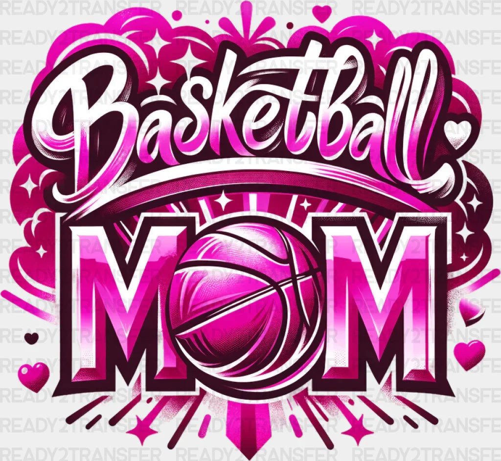 Basketball Mom Pink Blue Orange Design - Dtf Transfer Adult Unisex S & M (10’’) / Color (See