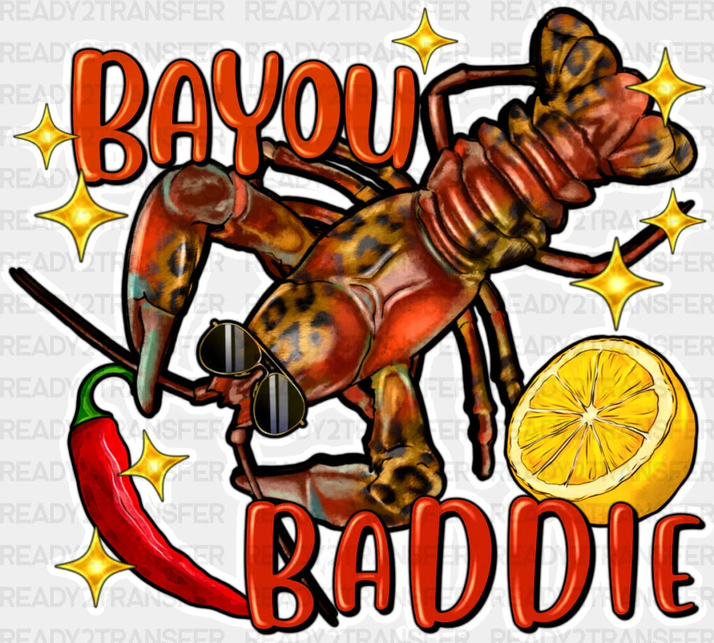 Bayou Baddie Chili And Lemon - Crawfish Dtf Transfer Adult Unisex S & M (10’’) / Light Color