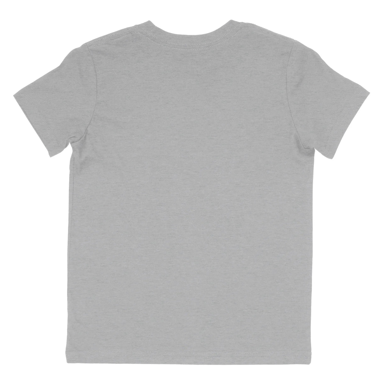 Back view of a plain heather athletic grey short sleeve t-shirt on white background
