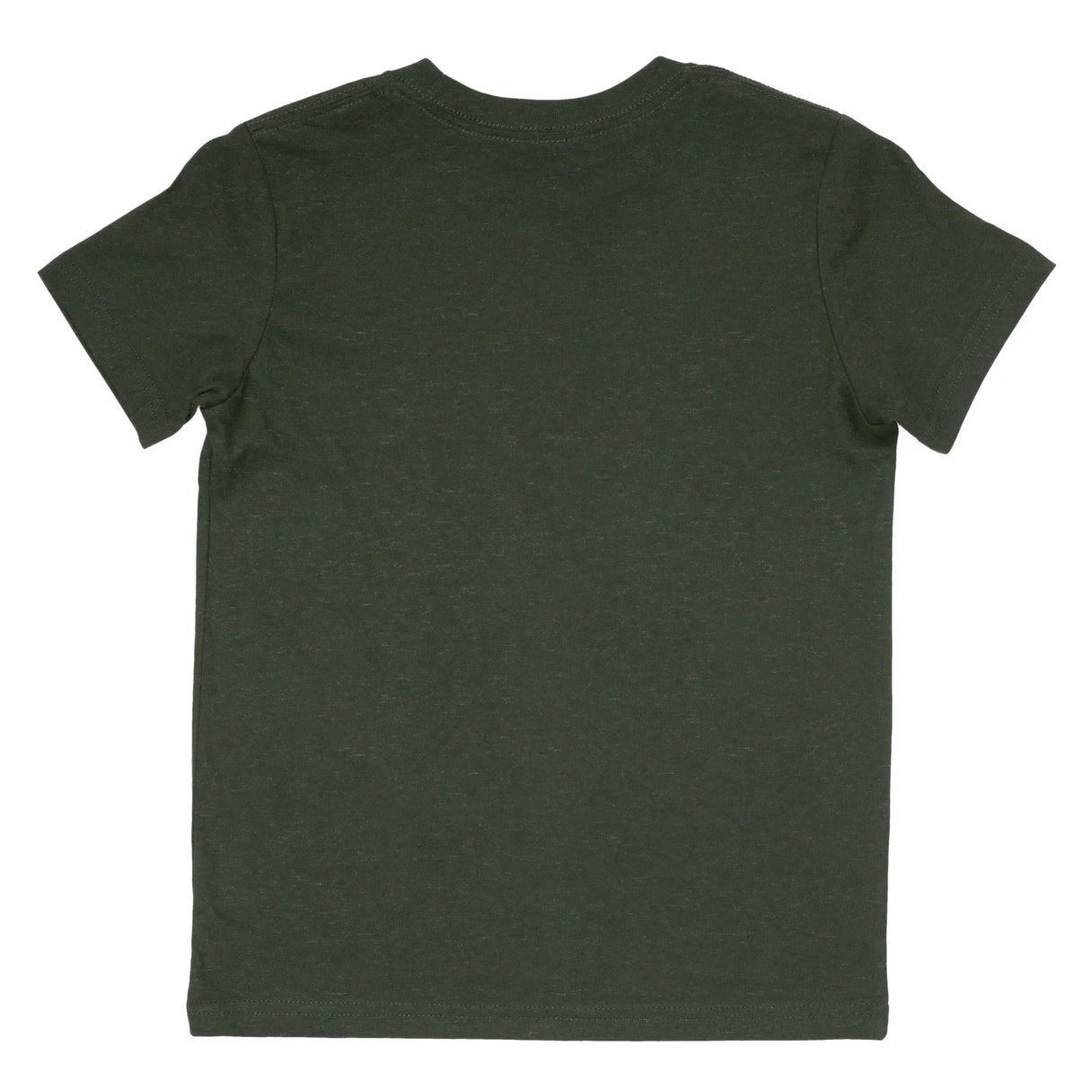 Back view of a plain heather forest green short sleeve t-shirt on white background