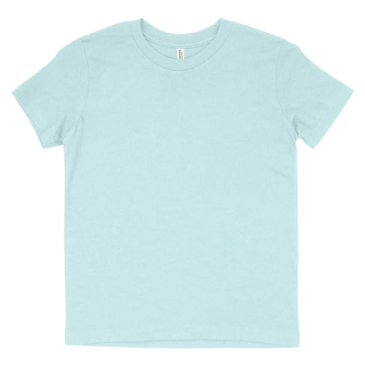 Heather ice blue short sleeve cotton T-shirt with crew neck, front view