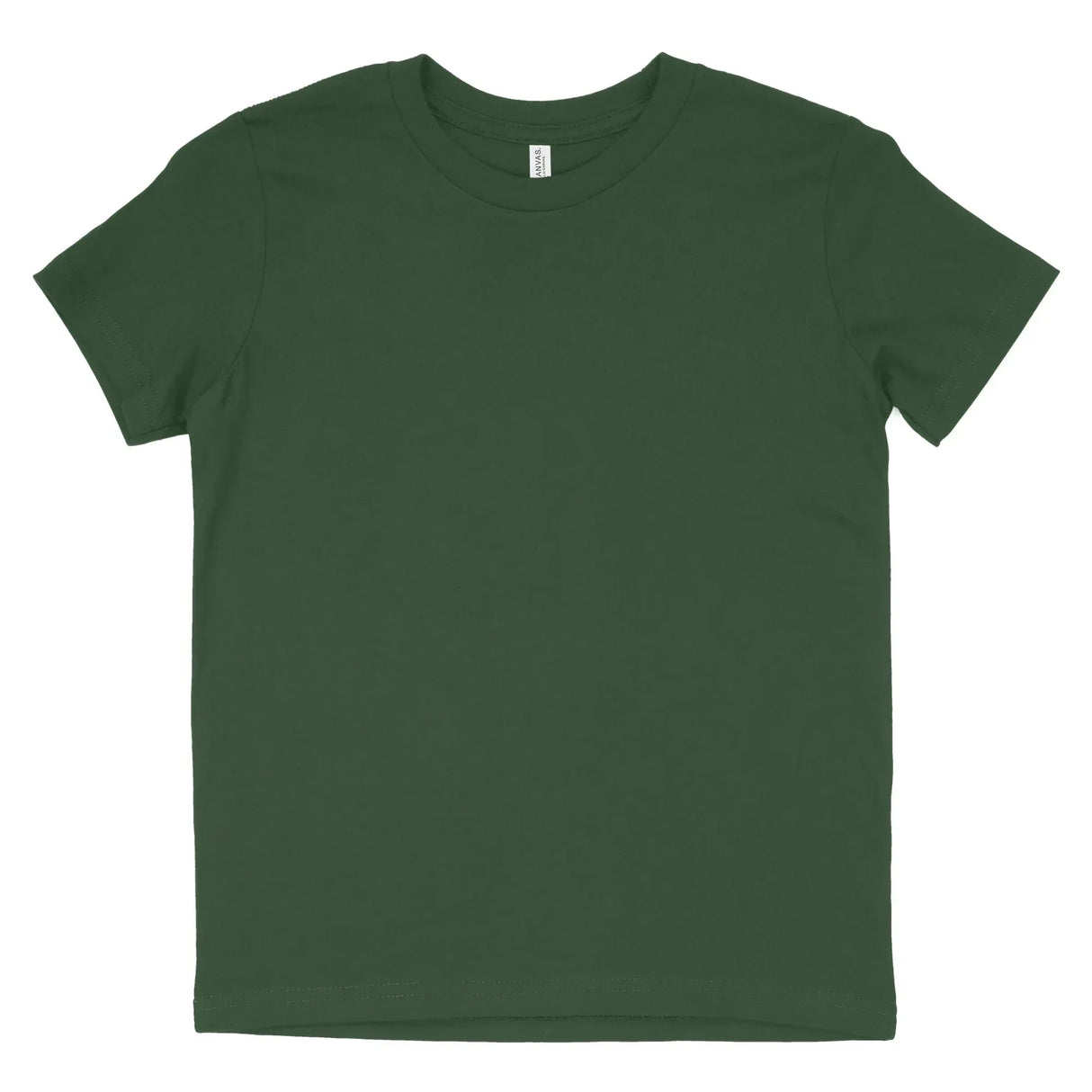 Plain forest green short-sleeve crewneck t-shirt on white background