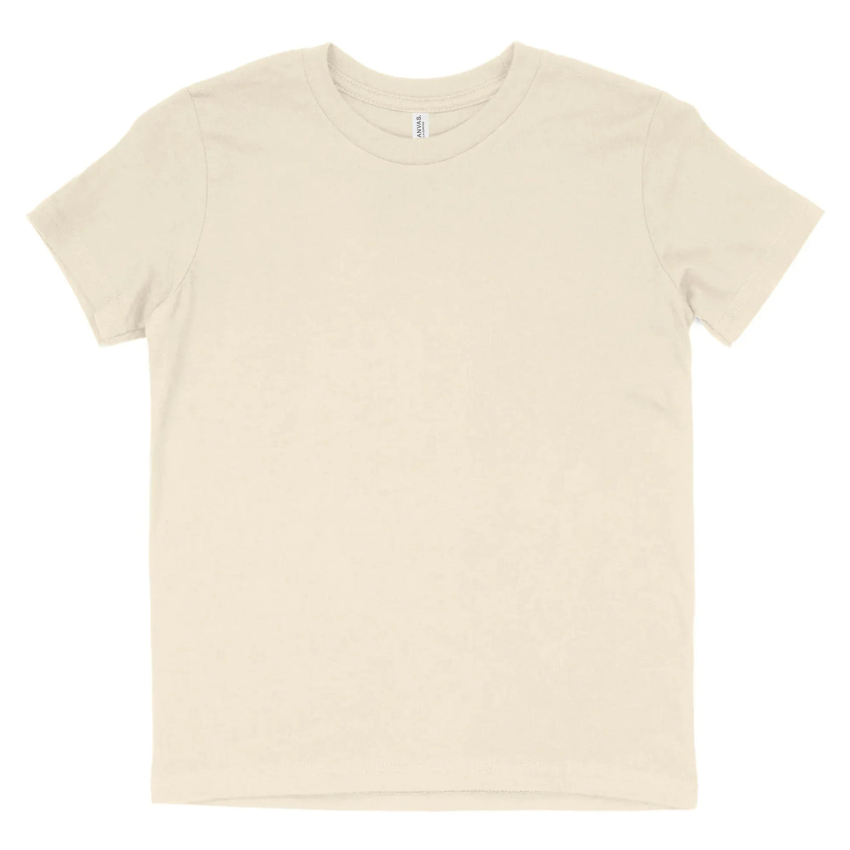 Natural color plain short sleeve cotton t-shirt with crew neck, front view