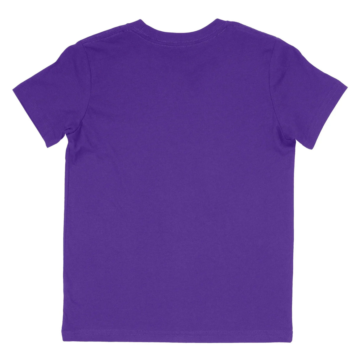 Plain purple short-sleeve cotton t-shirt shown from the back