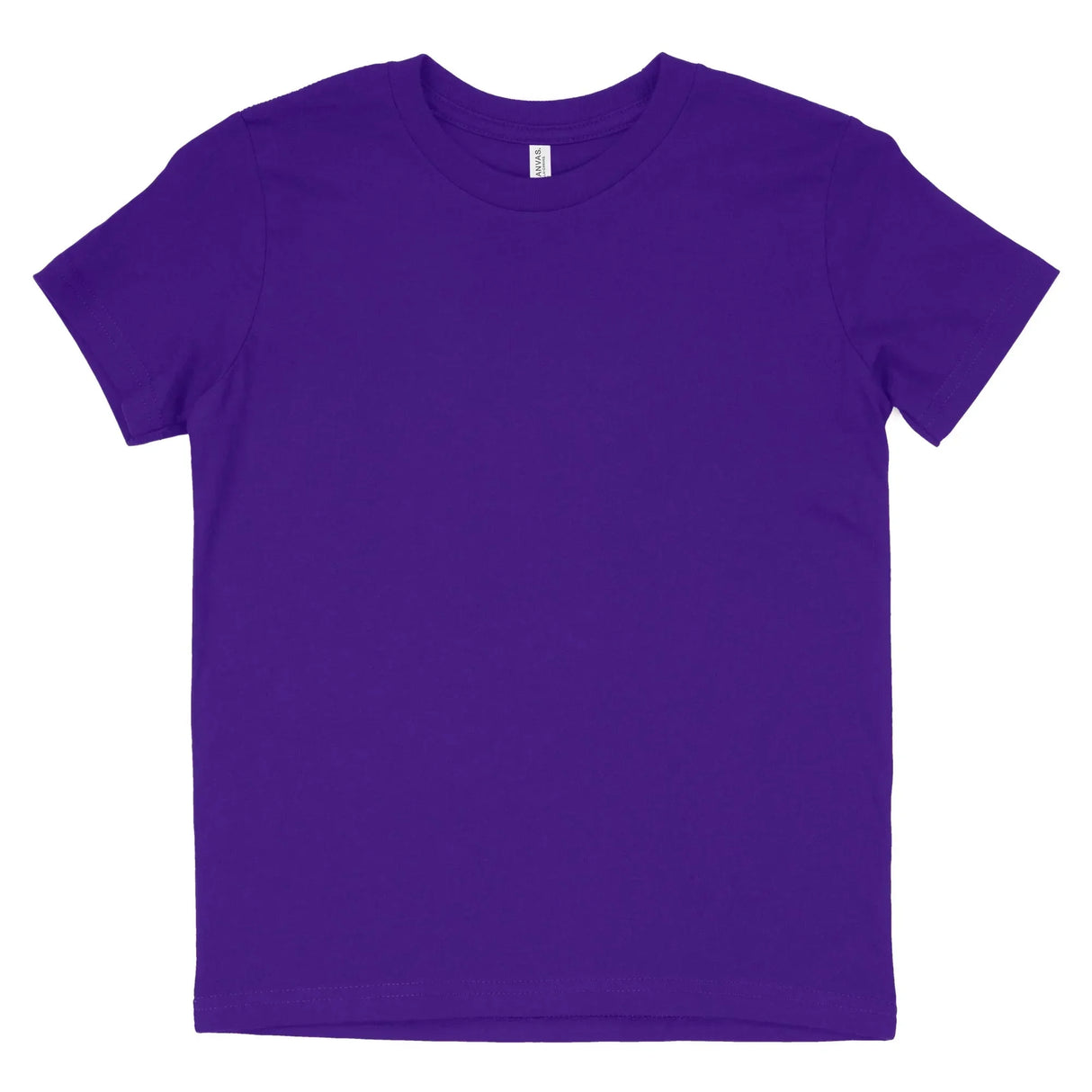 Plain purple short sleeve crew neck t-shirt on white background