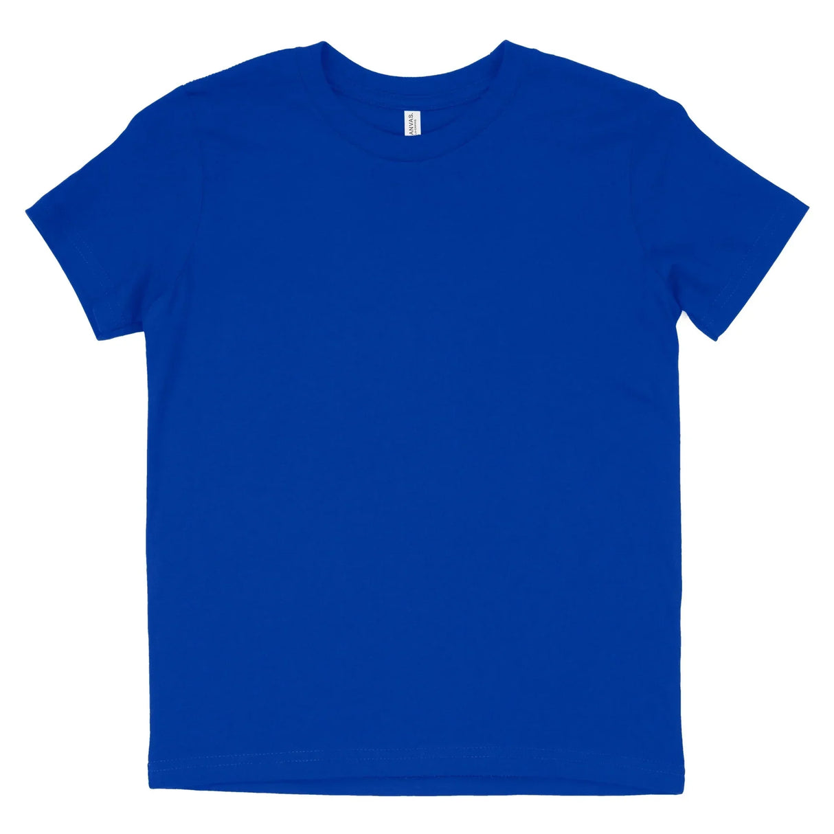 Plain true royal blue short sleeve crew neck t-shirt on white background