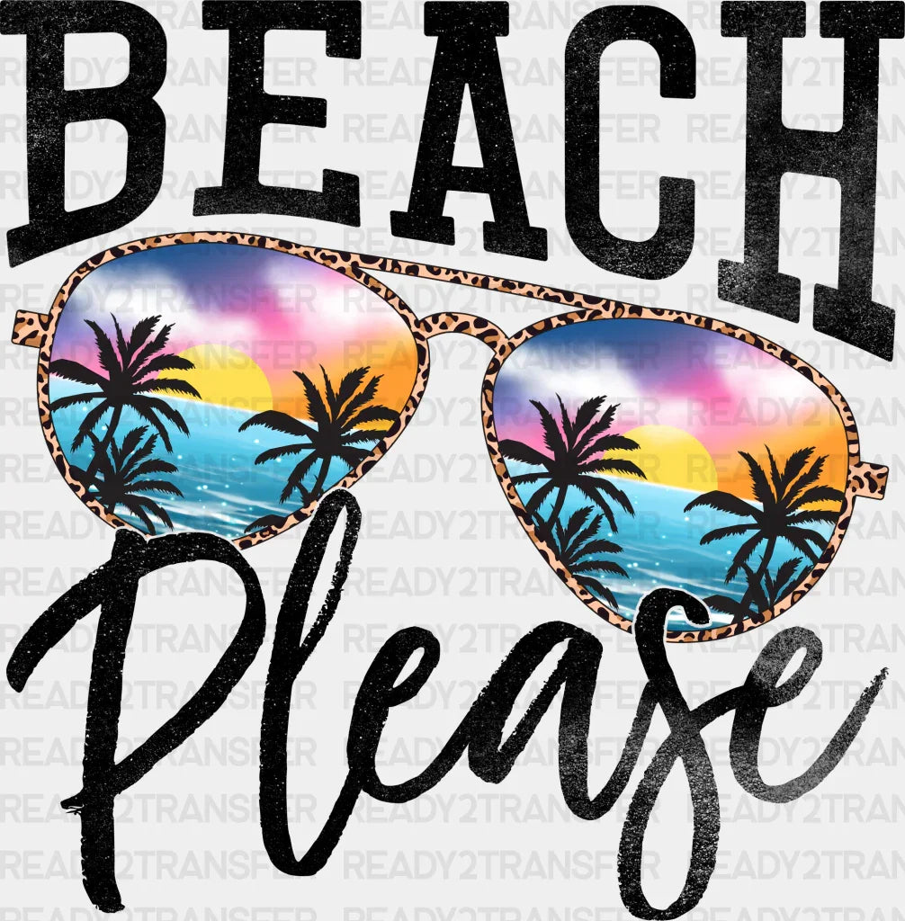 Beach Please Sunglasses Design - Summer DTF heat transfer ready2transfer Black