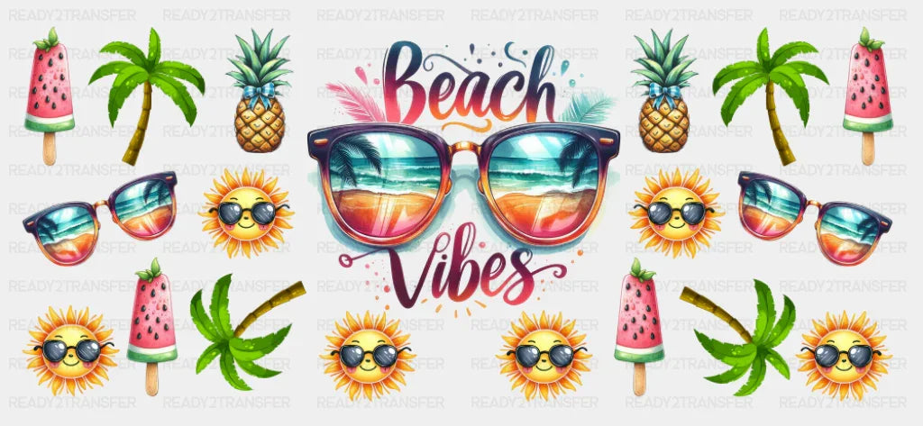Beach Vibes Watermelon Popsicle - Summer Cup Wrap UV Sticker Permanent UV DTF Decal
