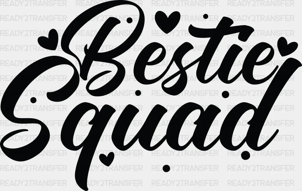Bestie Squad Heart - Best Friends Dtf Transfer Adult Unisex S & M (10’’) / Dark Color Design
