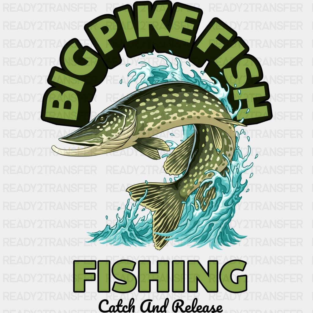 Big Pike Fish - Fishing DTF Transfers ready2transfer Dark Color Design (See Imaging)