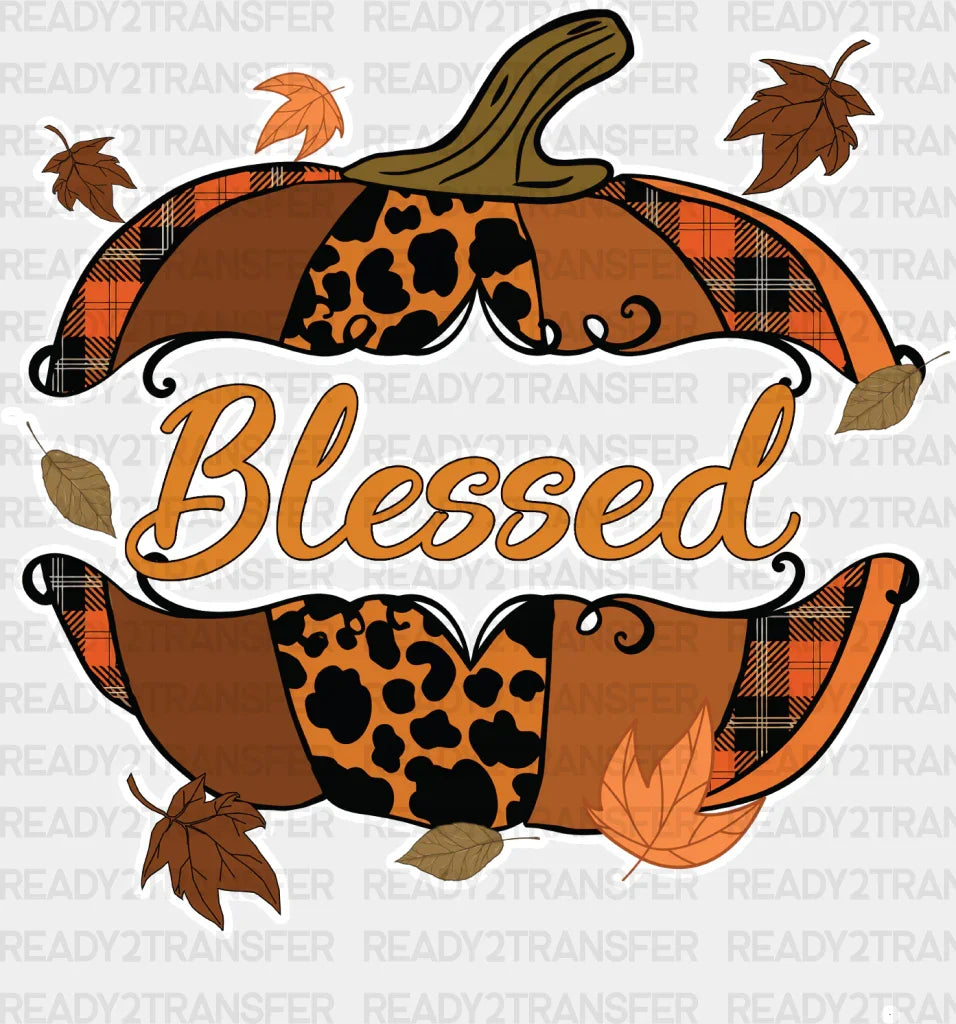 Blessed Pumpkin Sliced - Fall Dtf Transfer Adult Unisex S & M (10’’) / Light Color Design (See