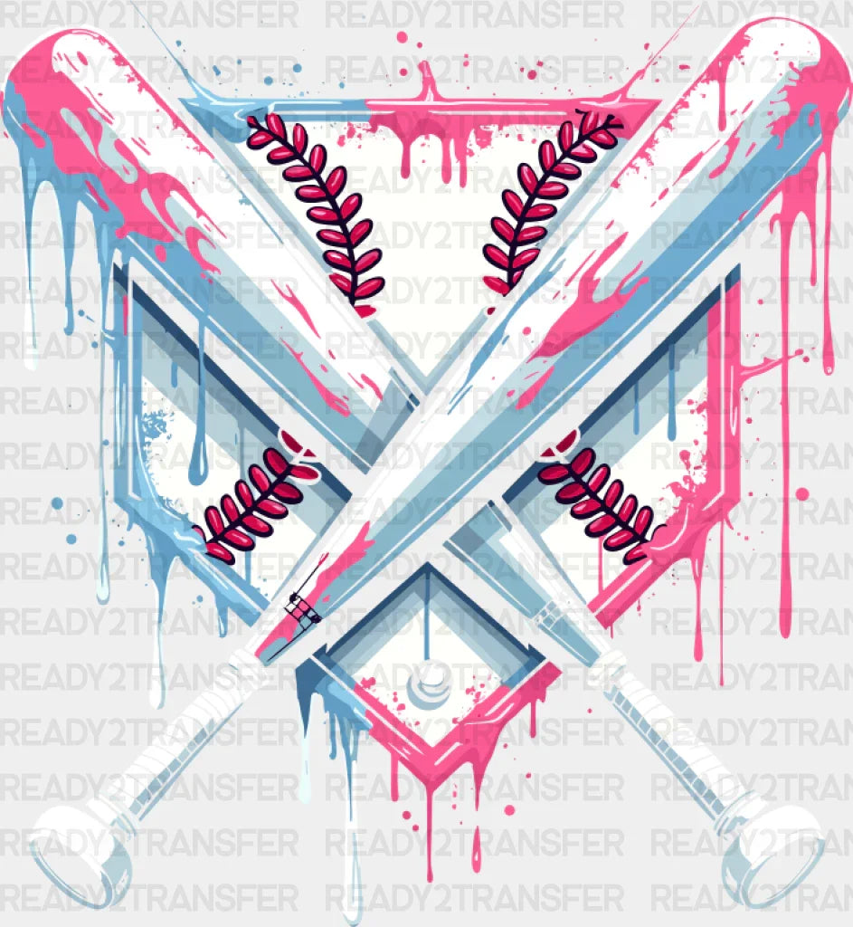 Blue And Pink Baseball Bats - Dtf Transfer Adult Unisex S & M (10’’) / Light Color Design (See