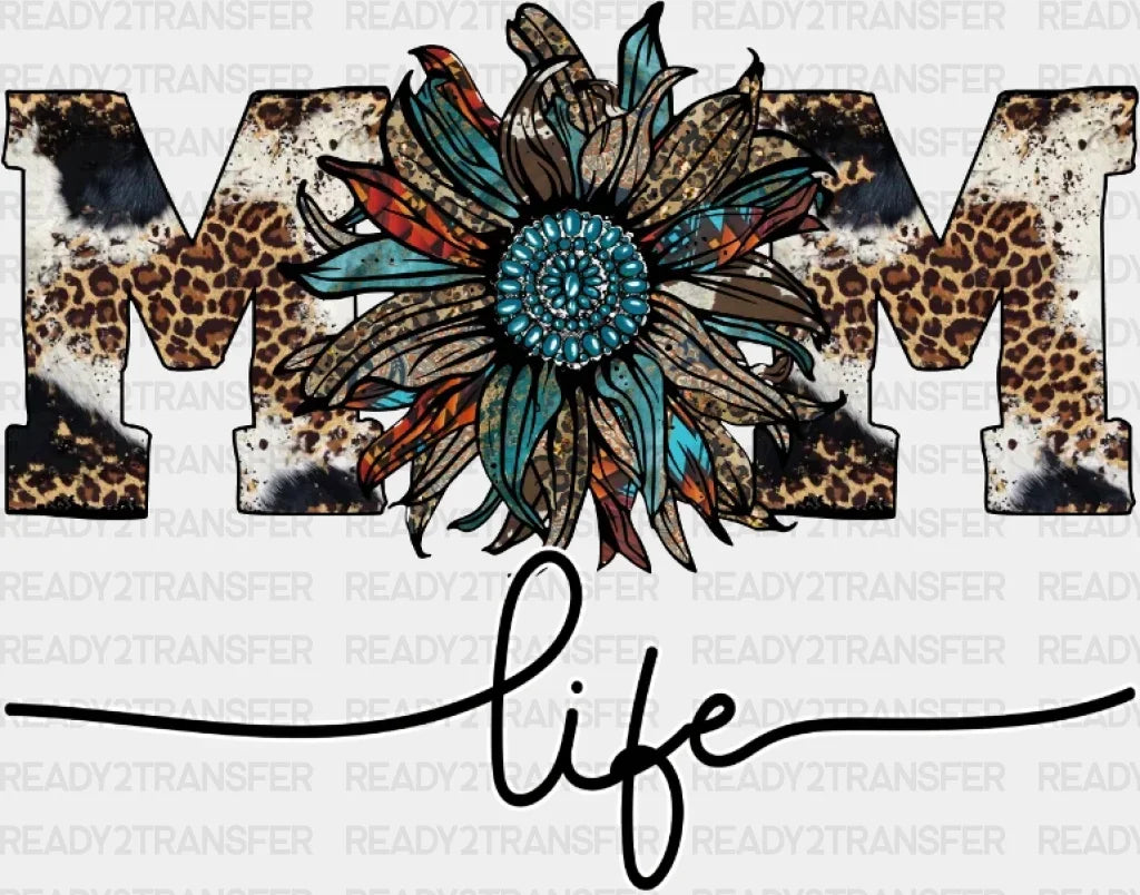 Blue Stone Mom Life DTF Transfer ready2transfer White