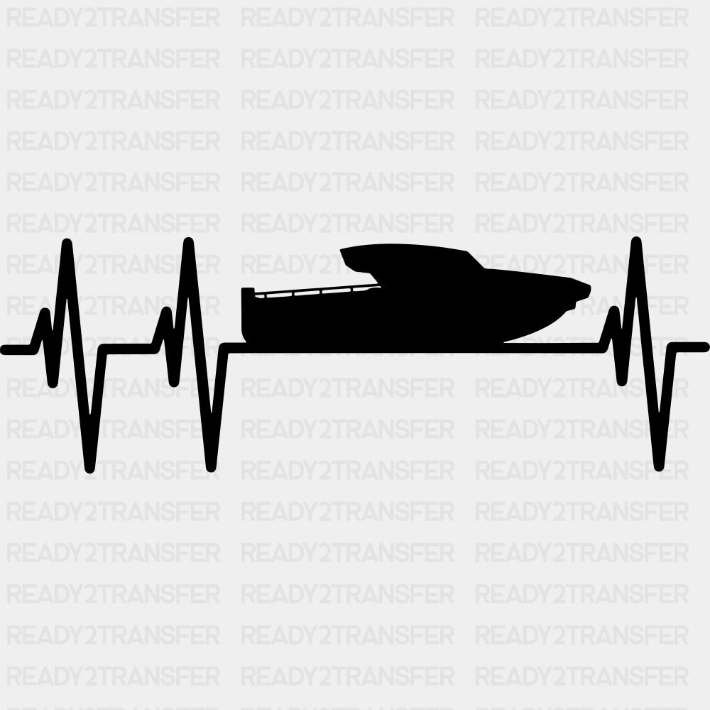 Boat ECG Line - Boating DTF Transfers ready2transfer Dark Color Design (See Imaging)