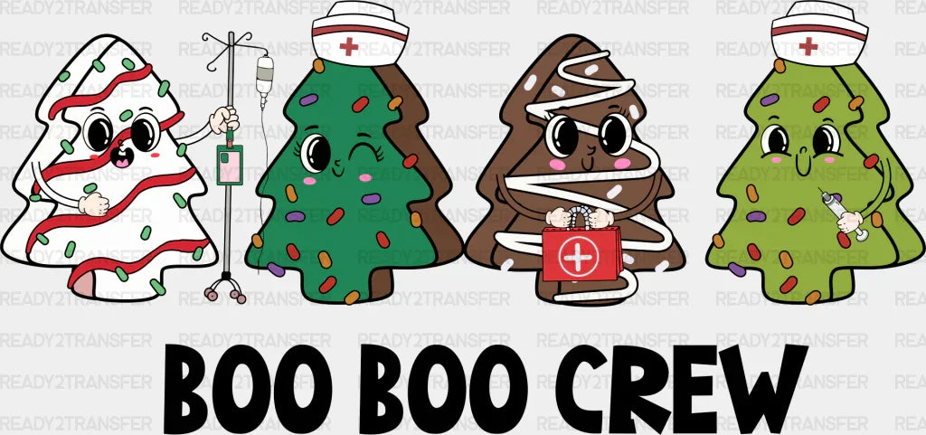 Boo Crew Trees - Christmas Dtf Transfer Adult Unisex S & M (10’’) / Dark Color Design (See Imaging)
