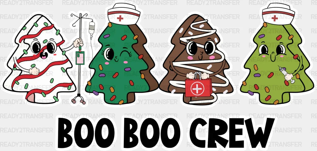 Boo Crew Trees - Christmas Dtf Transfer Adult Unisex S & M (10’’) / Light Color Design (See Imaging)