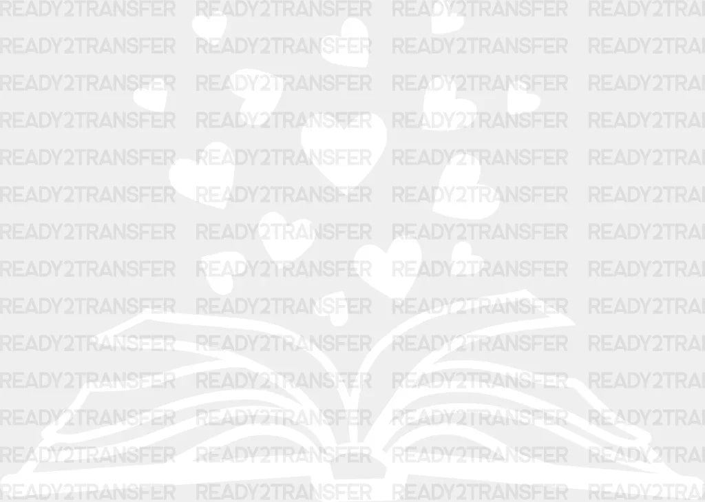 Book Heart Design - Reading Dtf Heat Transfer Adult Unisex S & M (10’’) / Light Color (See Imaging)