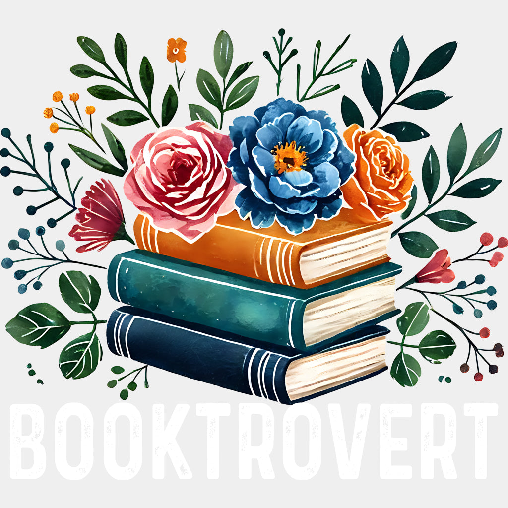 Booktrovert, Flowers - Reading DTF Transfers ready2transfer Light Color Design (See Imaging)