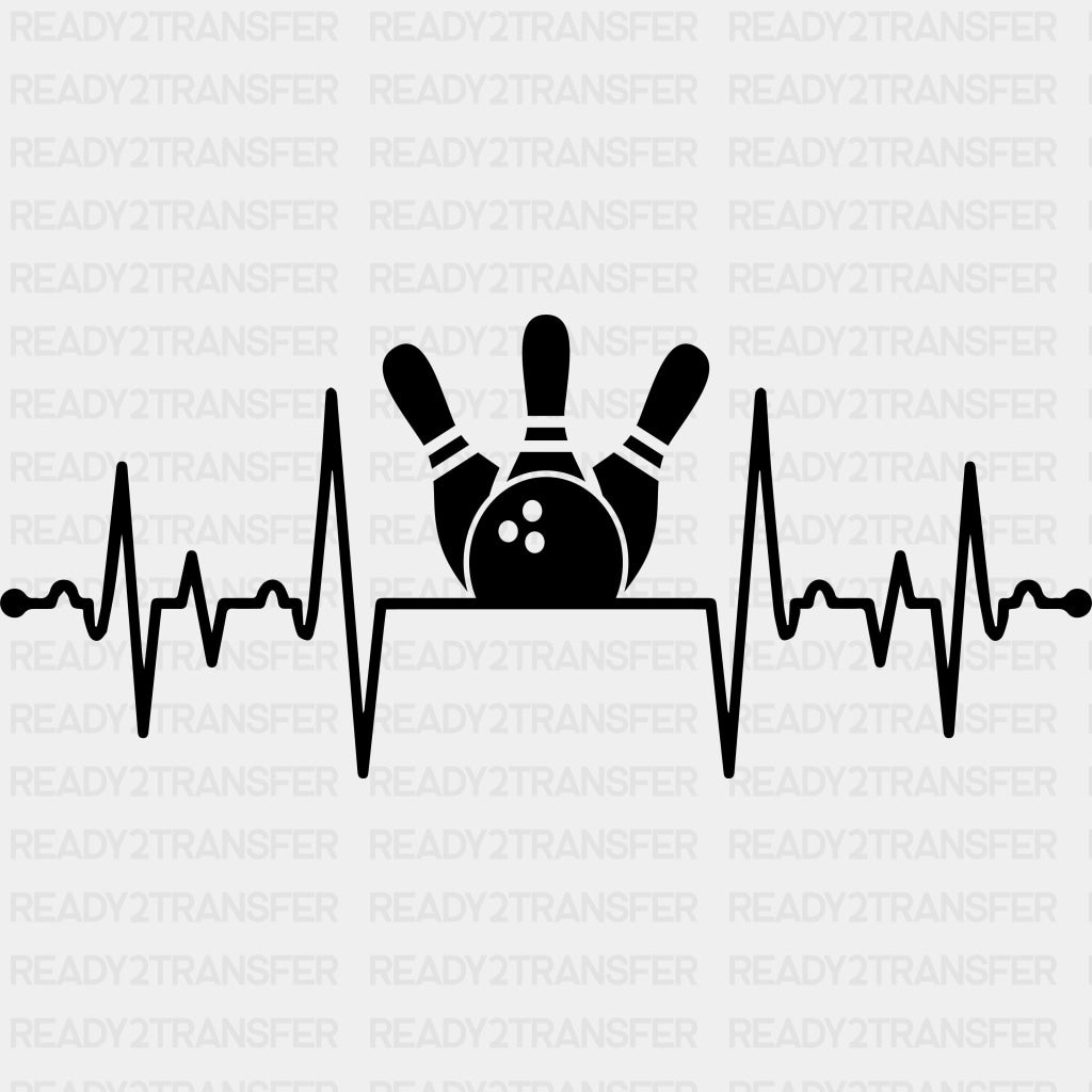 Bowling Pins ECG Line - Bowling DTF Transfers ready2transfer Dark Color Design (See Imaging)