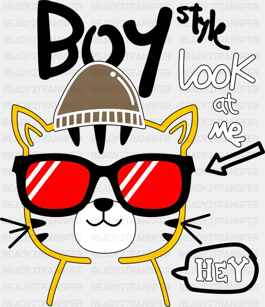 Boy Style Look At Me - Cats DTF Transfer ready2transfer Dark Color Design (See Imaging)