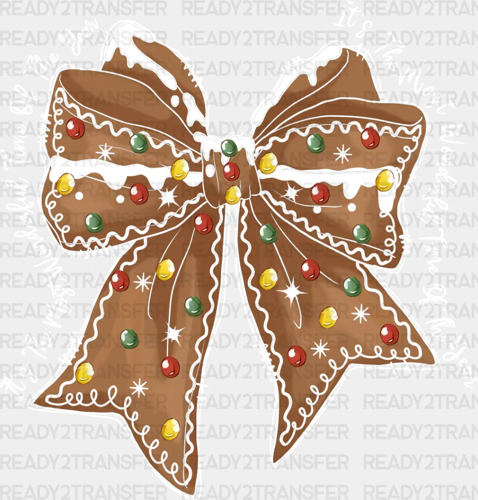 Brown Ribbon Design - Christmas Dtf Transfer Adult Unisex S & M (10’’) / Light Color (See Imaging)