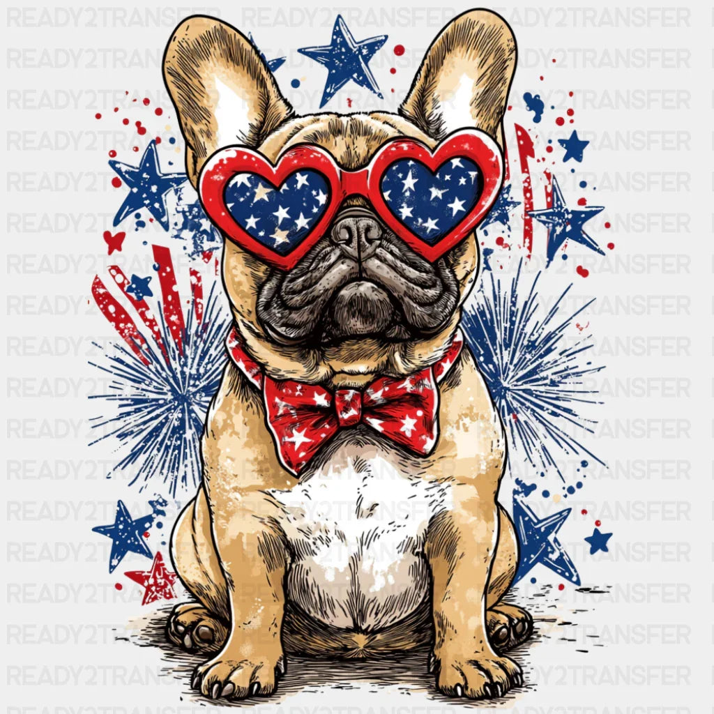 Bulldog And Fireworks - 4th Of July DTF Transfer