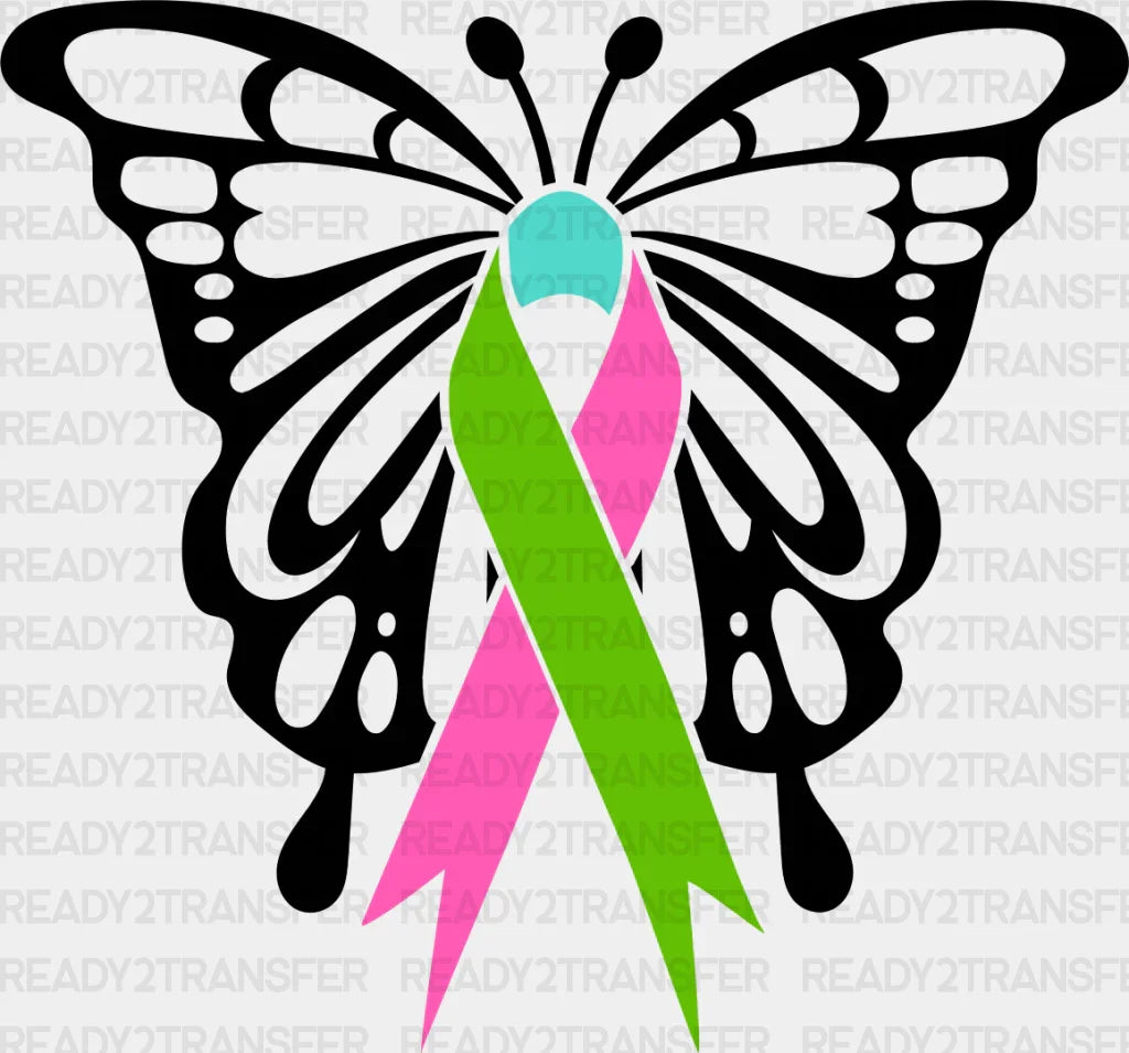 Butterfly Ribbon Design - Metastatic Breast Cancer Dtf Transfer Adult Unisex S & M (10’’) /