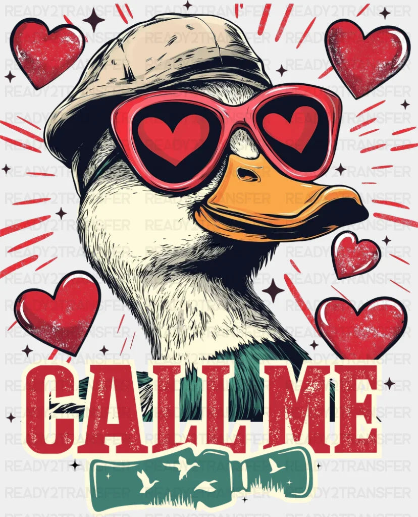 Call Me Sunglasses Duck Hearts - Valentine’s Day DTF Transfer