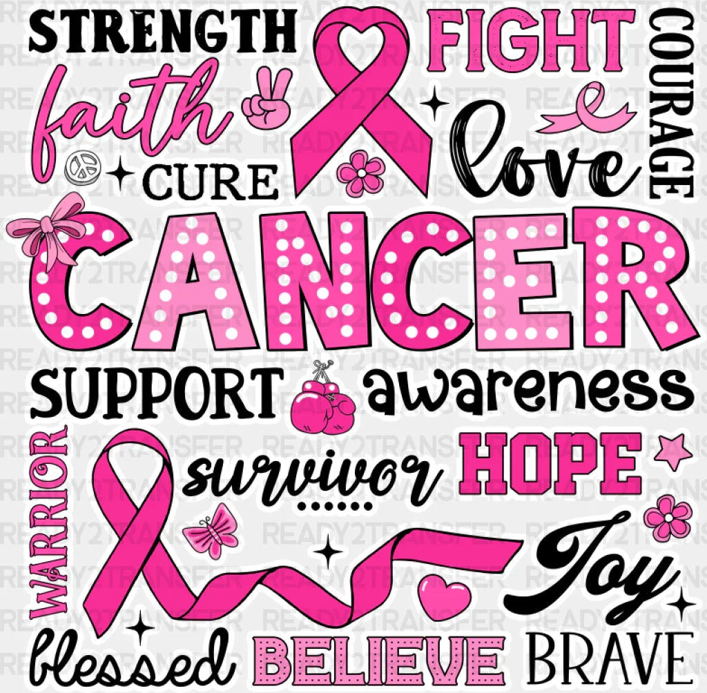 Cancer Awareness Support - Dtf Transfer Adult Unisex S & M (10’’) / Light Color Design (See Imaging)